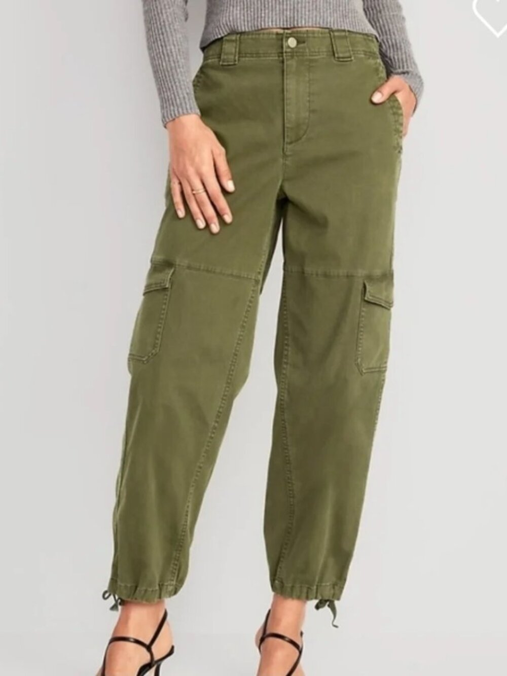 Old Navy High Rise Olive Green Ballon Cargo Ankle Pants